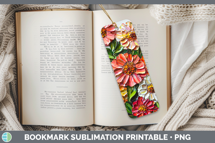 3D Flowers Zinnia Bookmark Sublimation Printable Designs