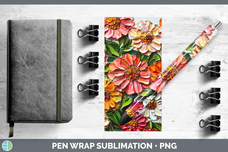 3D Flowers Zinnia Pen Wrap Sublimation Pen Designs