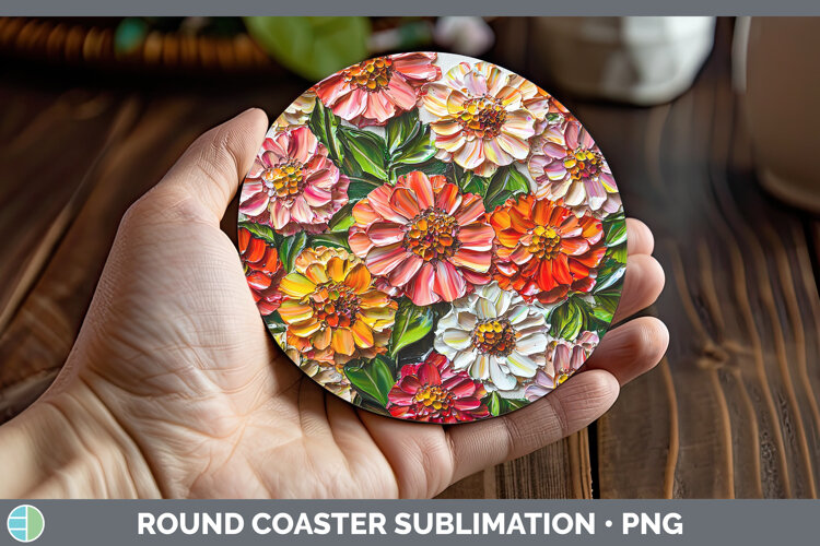 Gorgeous3D Flowers Round Coaster design.