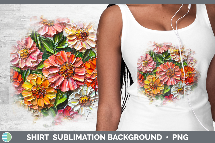 3D Flowers Zinnia Shirt Sublimation Sublimation Background D
