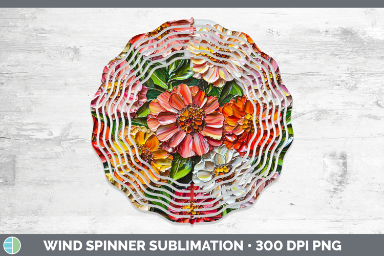 3D Flowers Zinnia Wind Spinner Sublimation Spinner Designs