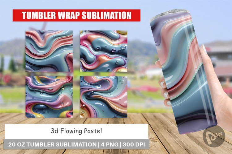 Tumbler Wrap 3D Flowing Pastel