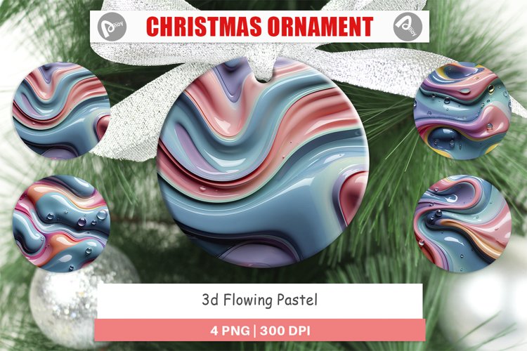 Christmas Ornaments 3D Flowing Pastel