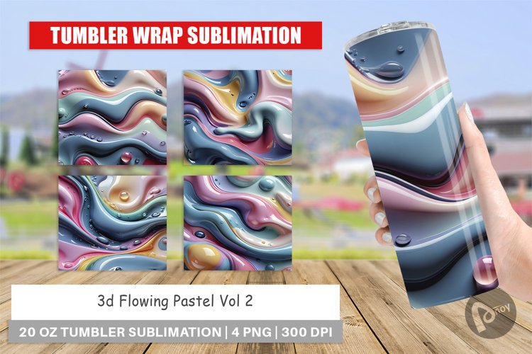 Tumbler Wrap 3D Flowing Pastel