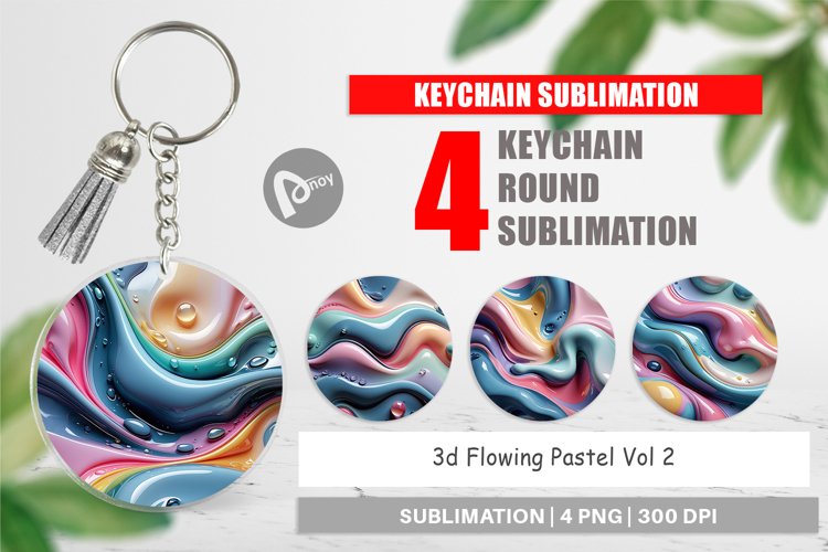 Keychain 3D Flowing Pastel