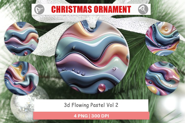 Christmas Ornaments 3D Flowing Pastel