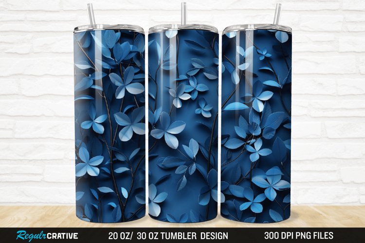 3D Forest Green Floral Horizontal 20/30oz Skinny Tumbler example image 1
