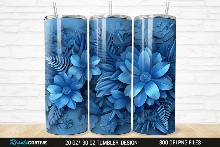 3D Forest Green Floral Horizontal 20/30oz Skinny Tumbler example image 1