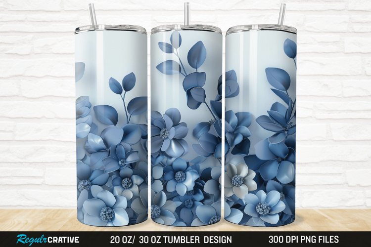 3D Forest Green Floral Horizontal 20/30oz Skinny Tumbler example image 1
