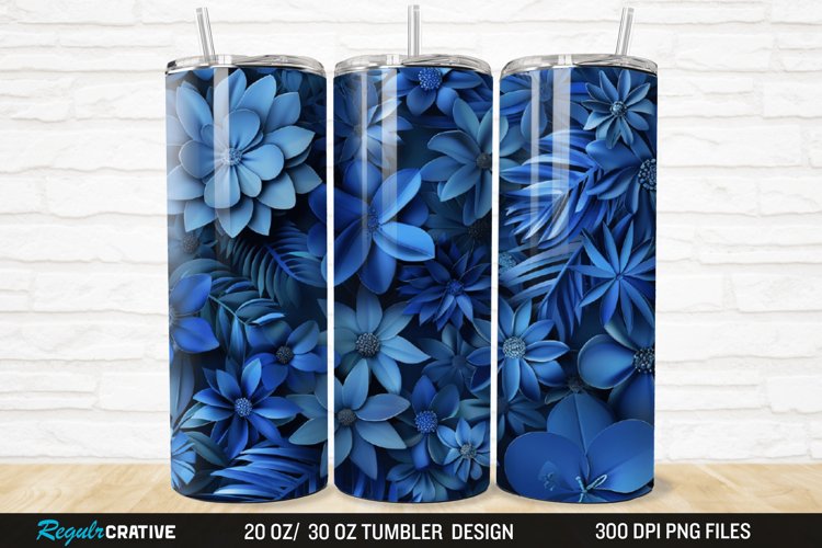 3D Forest Green Floral Horizontal 20/30oz Skinny Tumbler example image 1