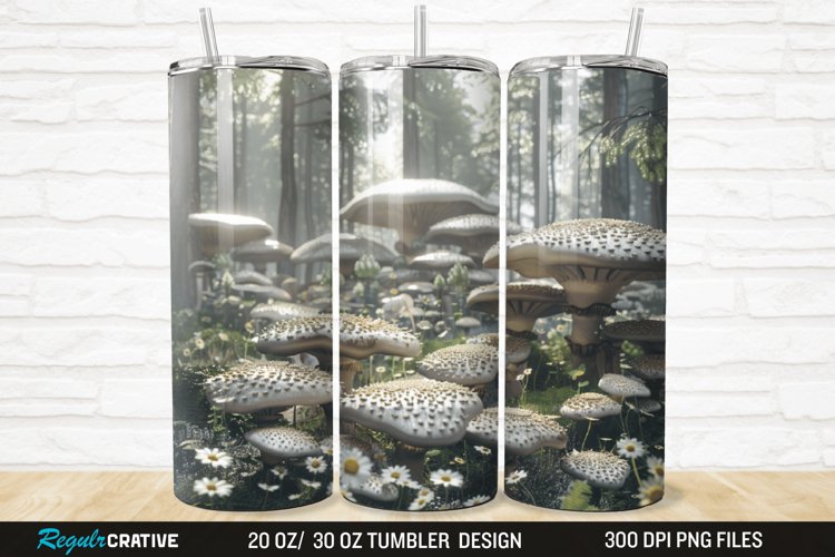 3D Forest Mushrooms 20/30oz Skinny Tumbler
