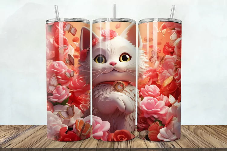 3D Fortune Cat 20oz/30oz Skinny Tumbler