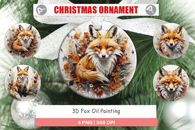 Christmas Ornaments 3D Fox Painting
