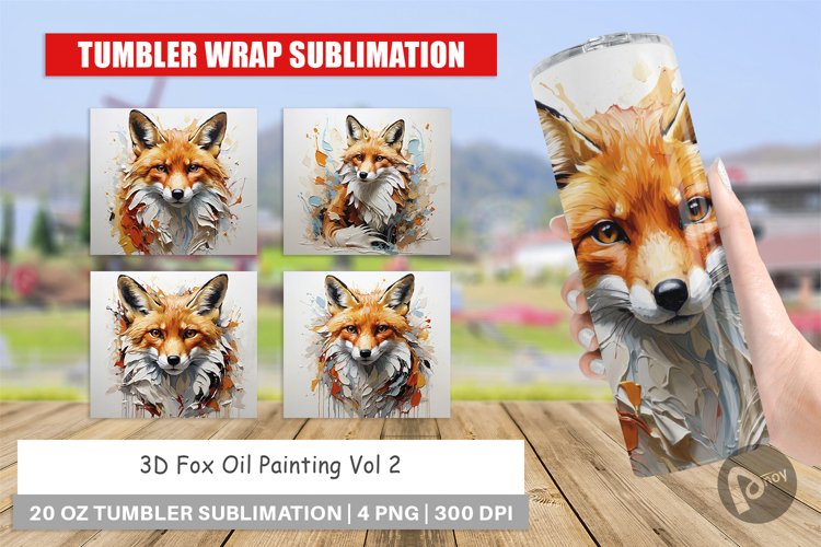 Tumbler Wrap 3D Fox Painting