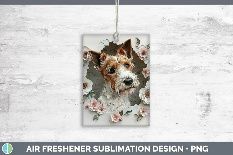 3D Fox Terrier Dog Air Freshener | Sublimation Car Freshener