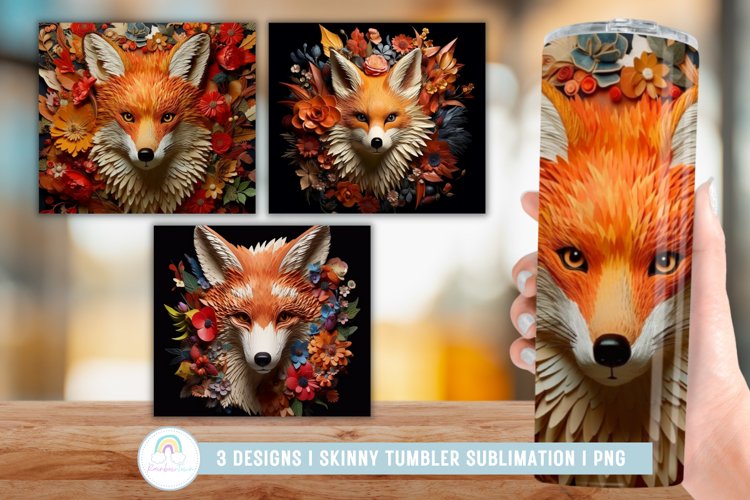 3D Fox Tumbler Sublimation I 3D Tumbler Wrap