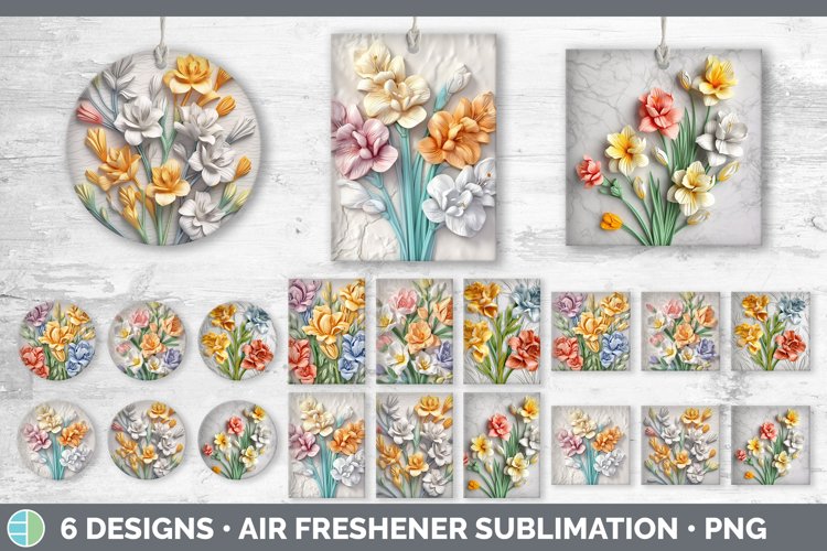 3D Freesia Flowers Air Freshener | Sublimation Car Freshener