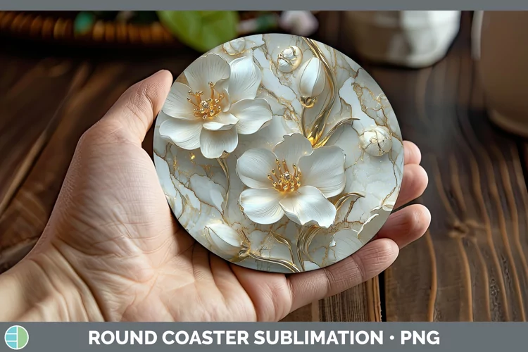 3D Freesia Round Coaster Sublimation Coaster Designs