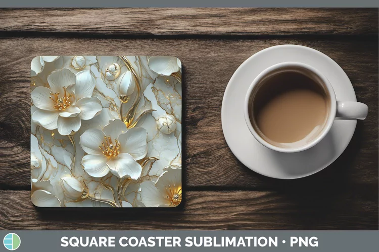 3D Freesia Square Coaster Sublimation Coaster Designs
