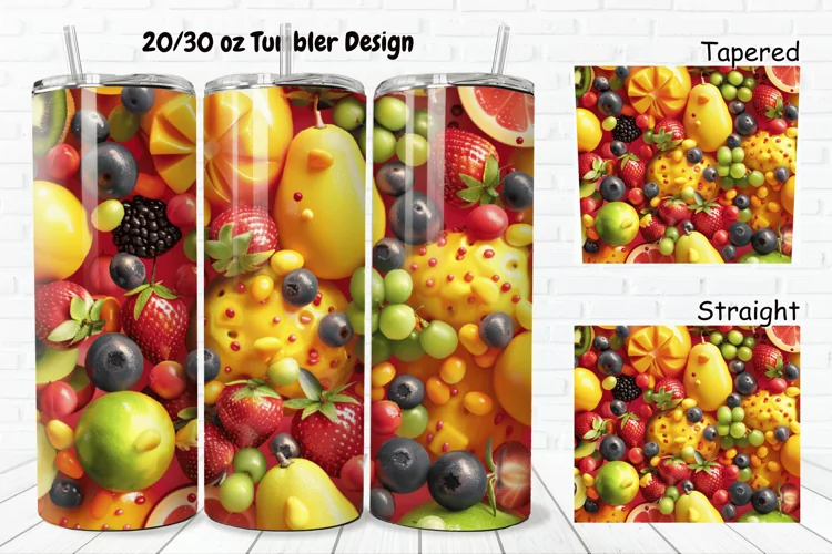 3D Fresh Fruit 20/30oz Skinny Tumbler