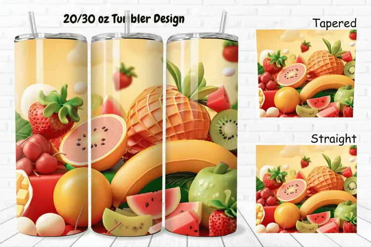 3D Fresh Fruit 20/30oz Skinny Tumbler
