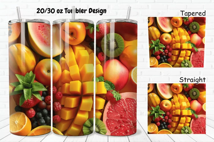 3D Fresh Fruit 20/30oz Skinny Tumbler