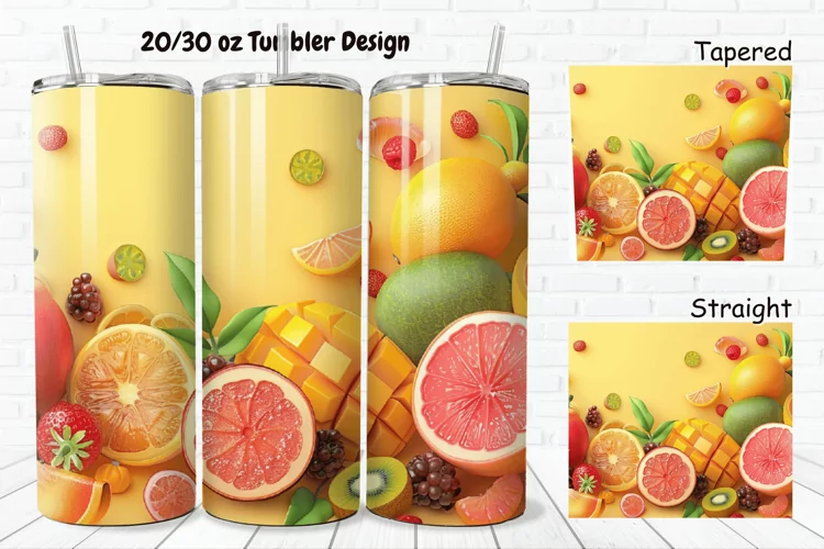 3D Fresh Fruit 20/30oz Skinny Tumbler
