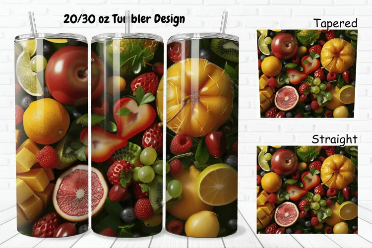 3D Fresh Fruit 20/30oz Skinny Tumbler