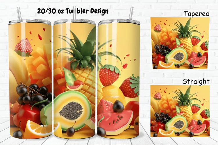 3D Fresh Fruit 20/30oz Skinny Tumbler