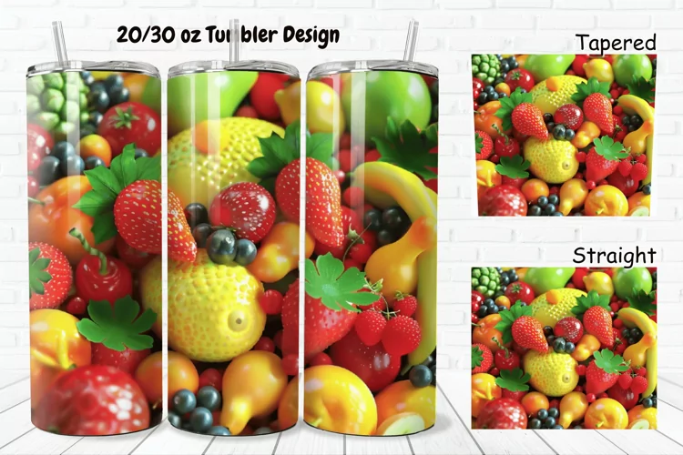 3D Fresh Fruit 20/30oz Skinny Tumbler