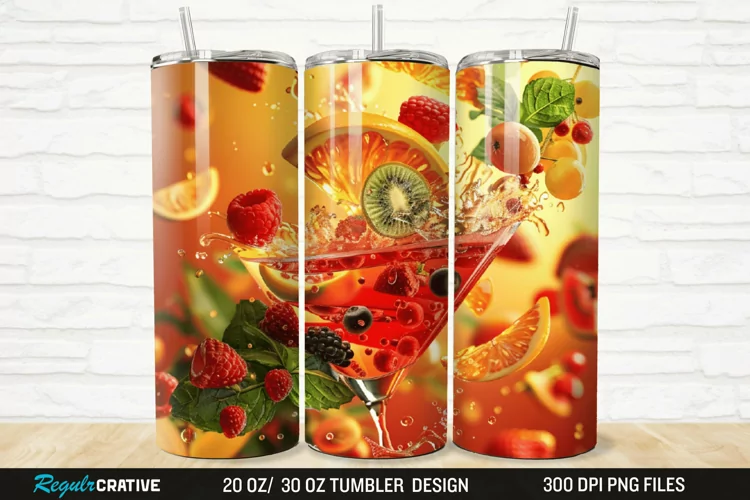3D Fruit Cocktail 20/30oz Skinny Tumbler