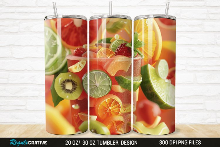 3D Fruit Cocktail 20/30oz Skinny Tumbler