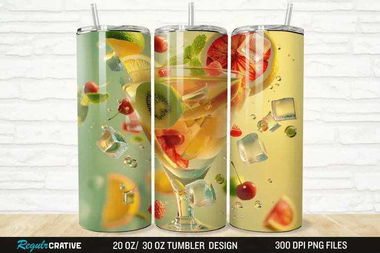 3D Fruit Cocktail 20/30oz Skinny Tumbler