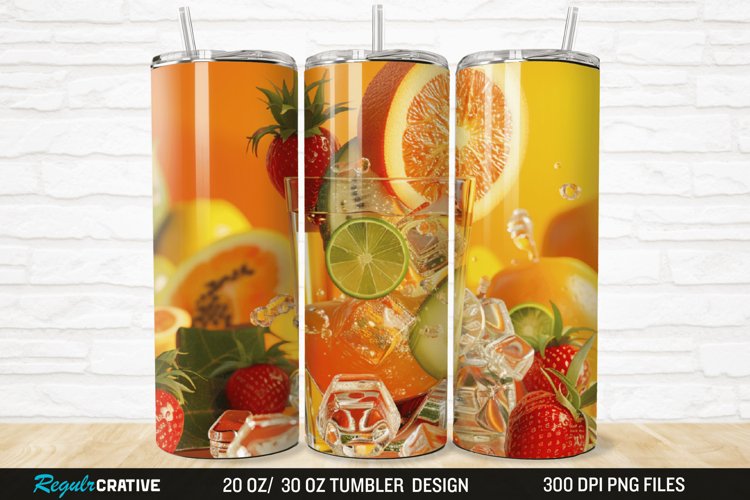 3D Fruit Cocktail 20/30oz Skinny Tumbler