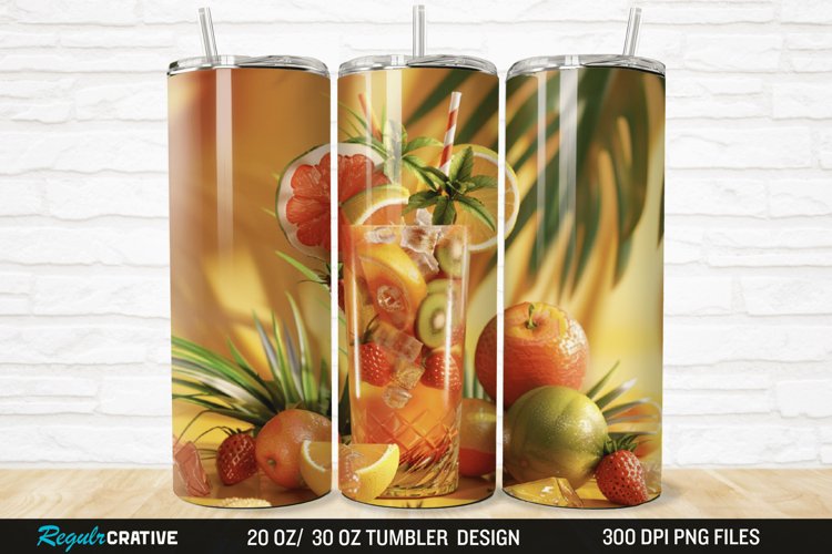 3D Fruit Cocktail 20/30oz Skinny Tumbler
