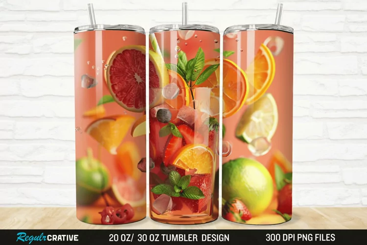 3D Fruit Cocktail 20/30oz Skinny Tumbler