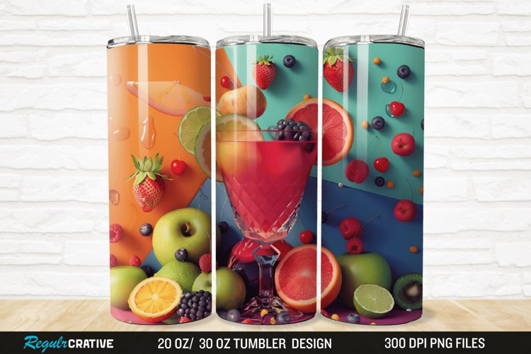 3D Fruit Cocktail 20/30oz Skinny Tumbler