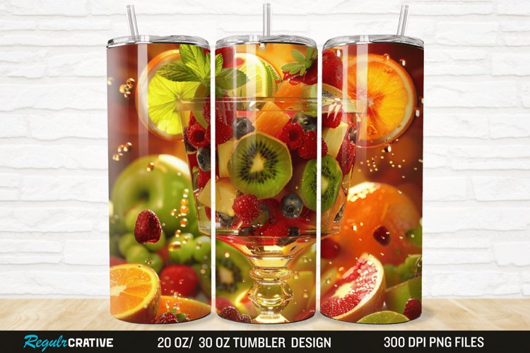 3D Fruit Cocktail 20/30oz Skinny Tumbler