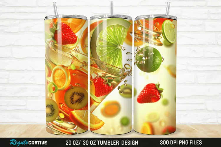 3D Fruit Cocktail 20/30oz Skinny Tumbler