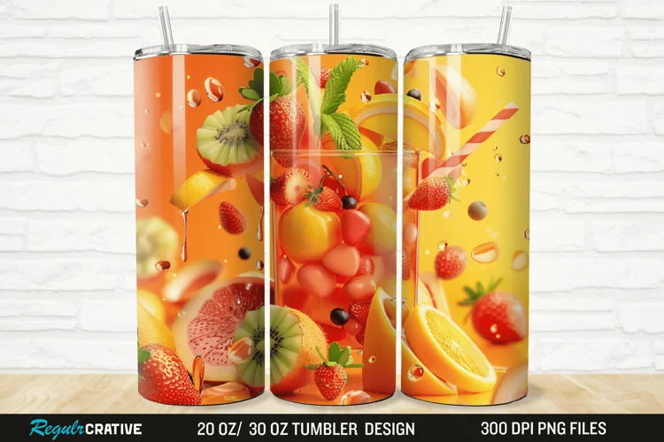 3D Fruit Cocktail 20/30oz Skinny Tumbler