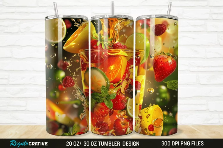 3D Fruit Cocktail 20/30oz Skinny Tumbler