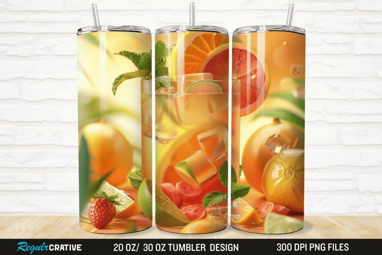3D Fruit Cocktail 20/30oz Skinny Tumbler example image 1