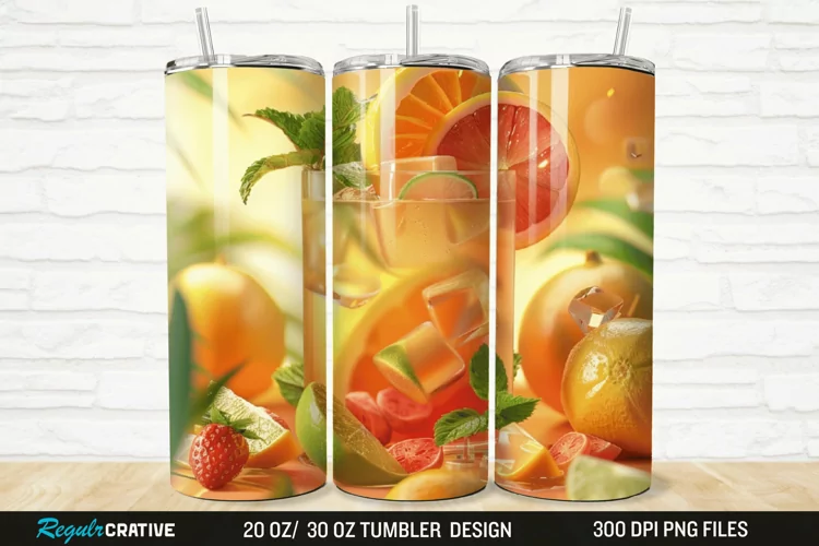 3D Fruit Cocktail 20/30oz Skinny Tumbler