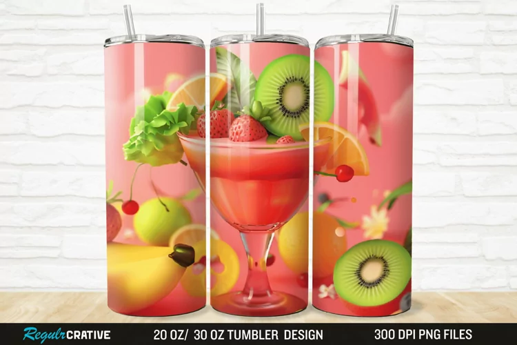 3D Fruit Cocktail 20/30oz Skinny Tumbler
