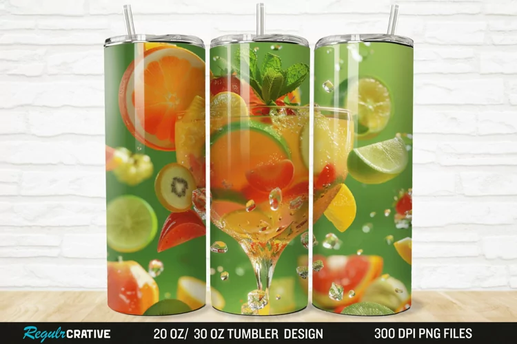 3D Fruit Cocktail 20/30oz Skinny Tumbler