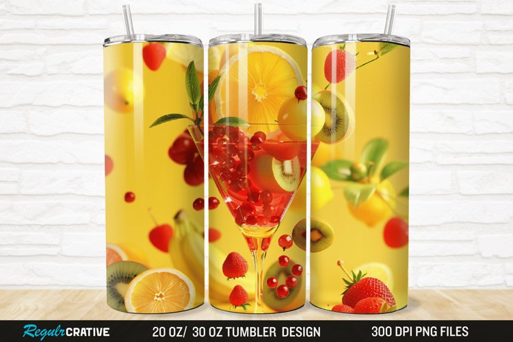 3D Fruit Cocktail 20/30oz Skinny Tumbler
