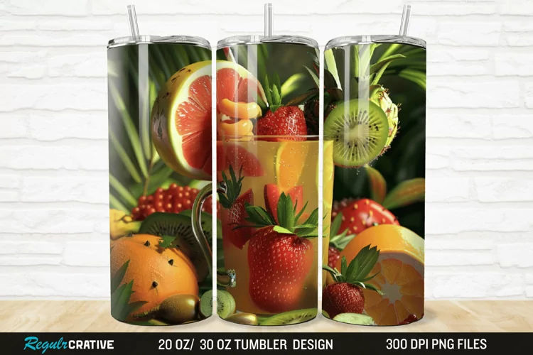 3D Fruit Cocktail 20/30oz Skinny Tumbler