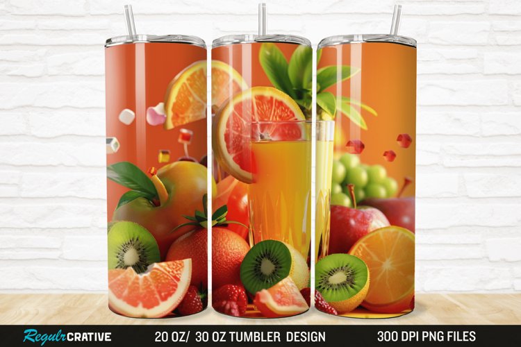 3D Fruit Cocktail 20/30oz Skinny Tumbler