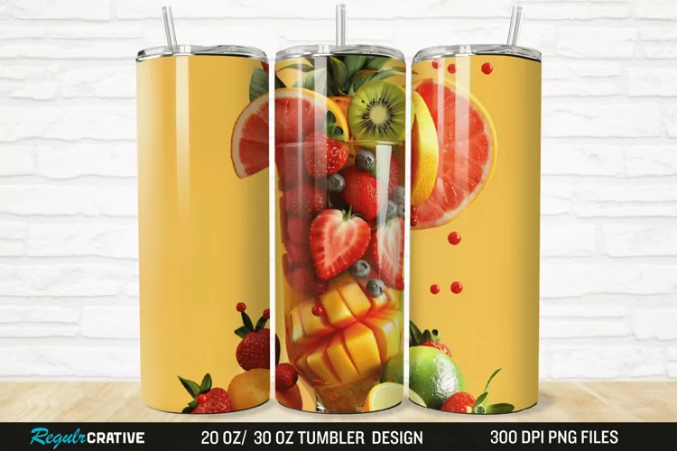 3D Fruit Cocktail 20/30oz Skinny Tumbler