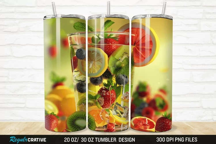 3D Fruit Cocktail 20/30oz Skinny Tumbler